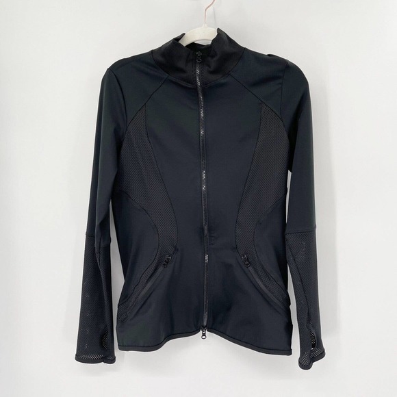 Adidas by Stella McCartney Essentials Midlayer Jacket Sz L Black Mesh Zip - Picture 2 of 6